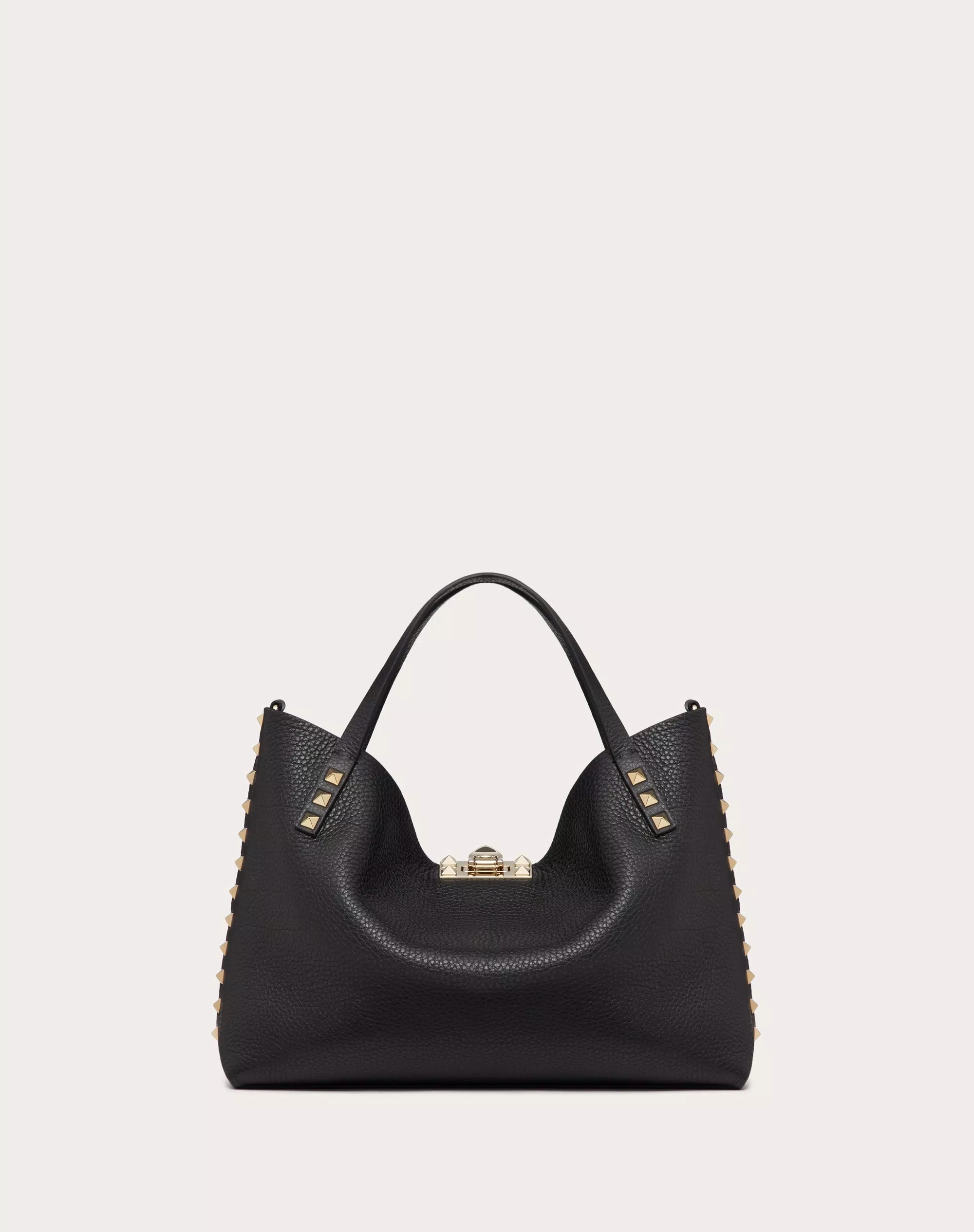 SMALL ROCKSTUD GRAINY CALFSKIN BAG WITH CONTRASTING LINING